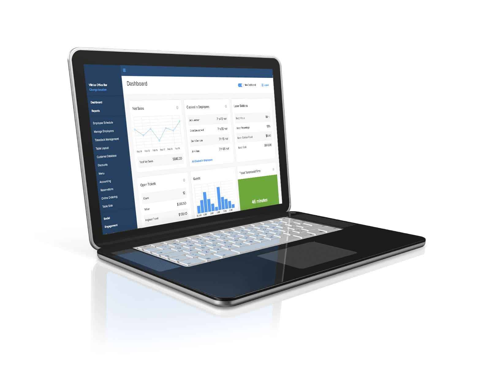 Online back office laptop