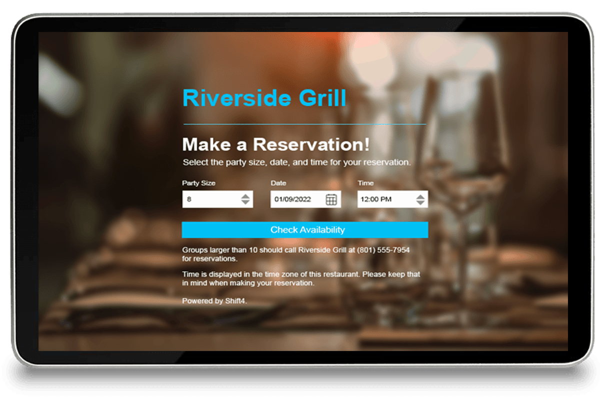 Reservations on tablet