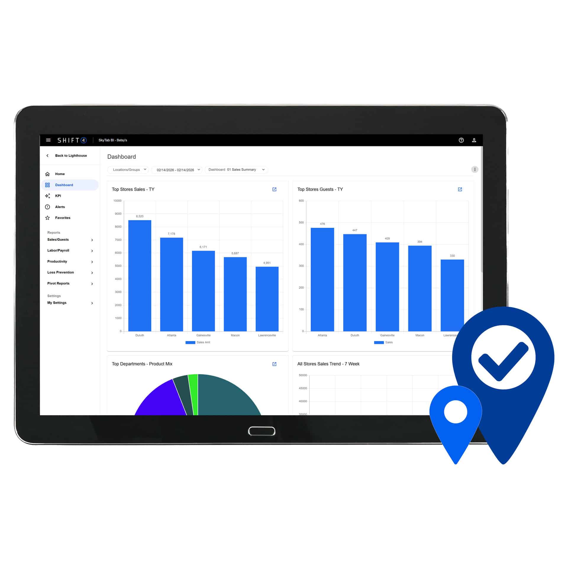 Shift4 multi-unit reporting for franchises